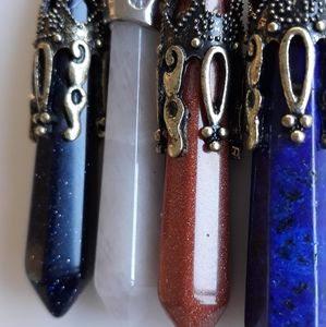 Set of 4 Gemstone Wand Pendants
